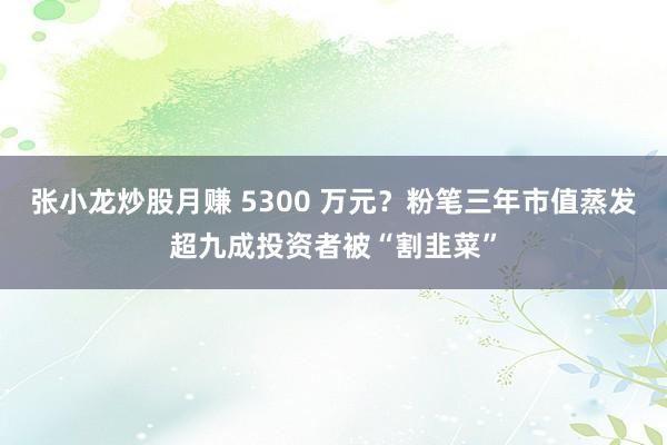 张小龙炒股月赚 5300 万元？粉笔三年市值蒸发超九成投资者被“割韭菜”
