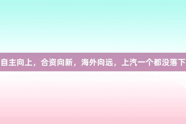 自主向上，合资向新，海外向远，上汽一个都没落下
