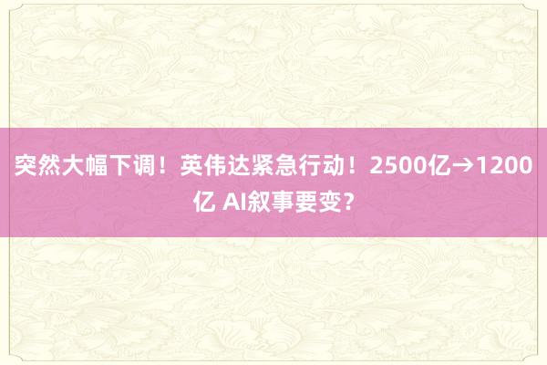 突然大幅下调！英伟达紧急行动！2500亿→1200亿 AI叙事要变？