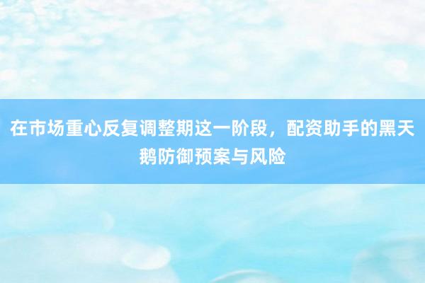 在市场重心反复调整期这一阶段，配资助手的黑天鹅防御预案与风险