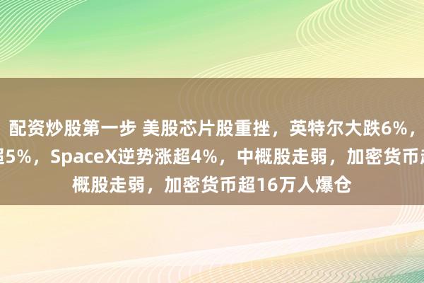 配资炒股第一步 美股芯片股重挫，英特尔大跌6%，SK海力士跌超5%，SpaceX逆势涨超4%，中概股走弱，加密货币超16万人爆仓