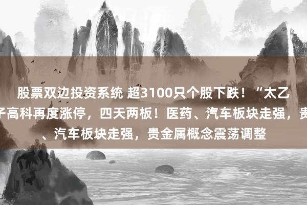 股票双边投资系统 超3100只个股下跌！“太乙救哪吒”概念股山子高科再度涨停，四天两板！医药、汽车板块走强，贵金属概念震荡调整