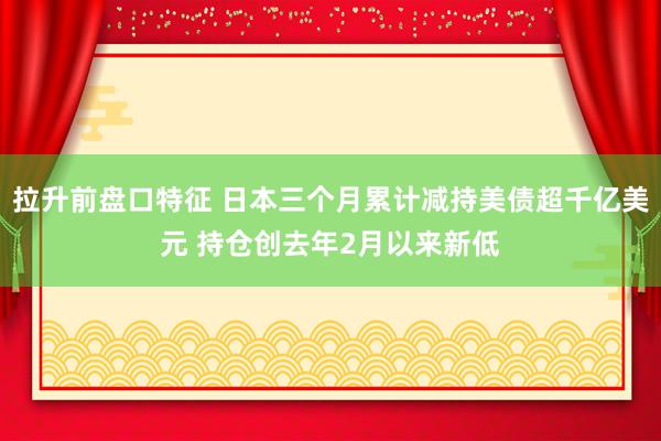 拉升前盘口特征 日本三个月累计减持美债超千亿美元 持仓创去年2月以来新低